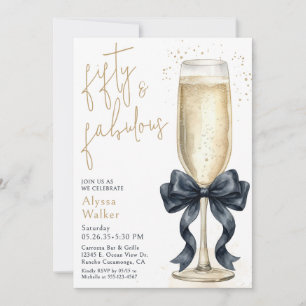Invitation Verre à Champagne 50 & Fabuleux 50e Anniversaire