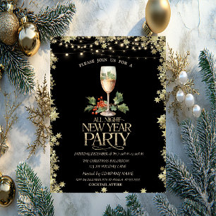 Invitation Verre à Champagne Baies de Houx Cocktail Étoiles F