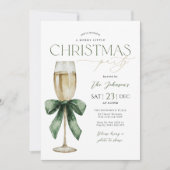 Invitation Verre à champagne de champion de fête de Noël vert (Devant)