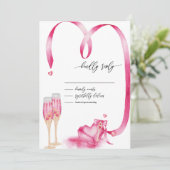 Invitation Verre à champagne Elegant Red Hearts RSVP (Debout devant)