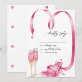 Invitation Verre à champagne Elegant Red Hearts RSVP (Devant / Derrière)