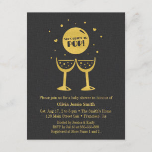 Invitation Verre à champagne en or faux prêt à éclater Baby S