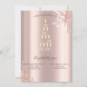 Invitation Verre à Champagne Mariage Rose Gold 