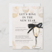 Invitation Verre à champagne moderne pour le réveillon du Nou (Devant)