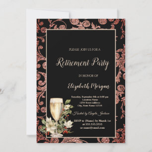 Invitation Verre à champagne Poinsettia Tourbillons Fête de r