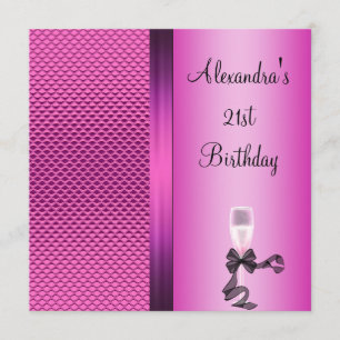 Invitation Verre à Champagne pour 21e Anniversaire Glamour Ro