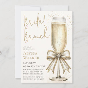 Invitation Verre à Champagne pour Brunch de Mariage