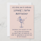 Invitation Verre à Martini Élégant Chic 30e Anniversaire (Devant)