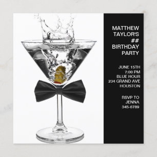 Invitation Verre à Martini pour homme pour un anniversaire qu