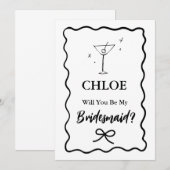 Invitation Verre à Martini Rétro Ondulé Proposition Demoisell (Devant / Derrière)