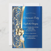 Invitation Verre à perles d'or, Retraite Bleue à talons hauts (Devant)