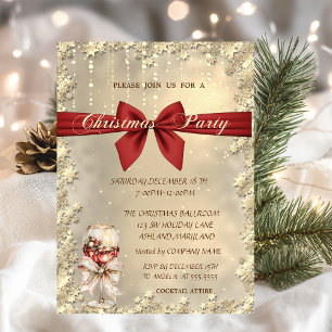 Invitation Verre à vin arc d'or Noël Entreprise Fête