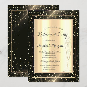 Invitation Verre à vin avec confettis dorés élégants pour dép