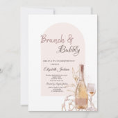 Invitation Verre à vin Bohème Fleurs Perles Brunch & Bubbly (Devant)