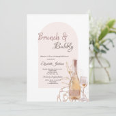 Invitation Verre à vin Bohème Fleurs Perles Brunch & Bubbly (Debout devant)