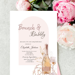 Invitation Verre à vin Bohème Fleurs Perles Brunch & Bubbly