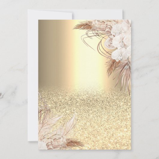 Invitation Verre à vin Bokeh or, Boho Flowers Reretirement (Dos)