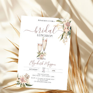 Invitation Verre à vin Bourgogne Fleurs Luncheon de mariage