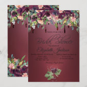 Invitation Verre à vin Bourgogne Rose Fête des mariées de la (Devant / Derrière)