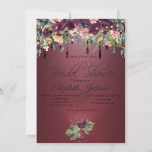 Invitation Verre à Vin Bourguignon Roses Gouttes Shower de Ma
