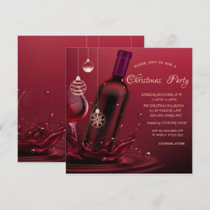 Invitation Verre à vin,Bouteille Corporate Noël