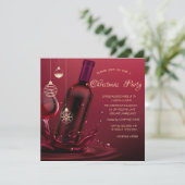 Invitation Verre à vin, Bouteille de Noël d'entreprise (Debout devant)