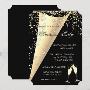 Invitation Verre à vin, Confettis, Soirée de Noël de l'entrep