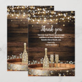 Invitation Verre à vin de Champagne en tonneau de bois rustiq (Devant / Derrière)