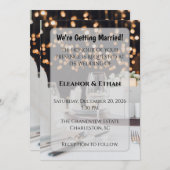 Invitation Verre à vin élégant de luxe Bokeh Dîner Formel  (Devant / Derrière)