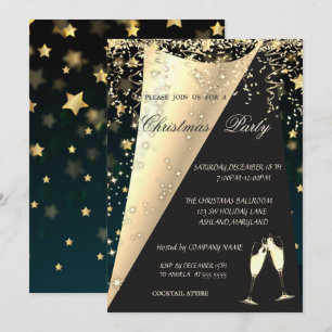 Invitation Verre à vin élégant, soirée de Noël de la société