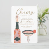 Invitation Verre à vin Fête des mariées rose (Debout devant)