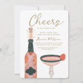 Invitation Verre à vin Fête des mariées rose (Devant)