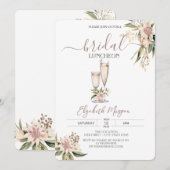 Invitation Verre à vin Fleurs Bourgogne Déjeuner nuptial (Devant / Derrière)