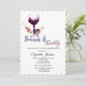 Invitation Verre à vin, Fleurs Brunch & Fête des mariées à bu (Debout devant)