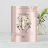 Invitation Verre à vin floral à gouttes de rose dorée pour en (Debout devant)