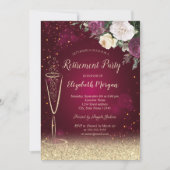 Invitation Verre à vin Gold Bokeh Floral Red Retraite (Devant)