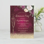 Invitation Verre à vin Gold Bokeh Floral Red Retraite (Debout devant)