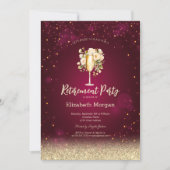 Invitation Verre à vin Gold Bokeh Rose Red Retirement (Devant)