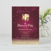 Invitation Verre à vin Gold Bokeh Rose Red Retirement (Debout devant)