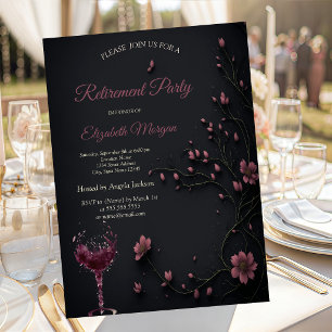 Invitation Verre à vin gothique Fleurs sombres Cadeau de retr