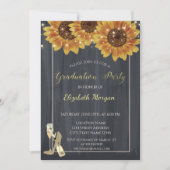 Invitation Verre à vin, Hauteur talons tournesol fête de grad (Devant)