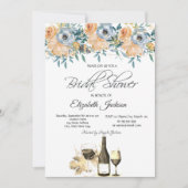 Invitation Verre à vin Lumières Rose Dusty Blue Fête des mari (Devant)