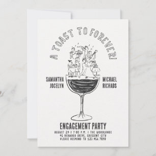 Invitation Verre à vin noir et blanc drôle pour une fête de f