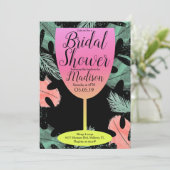 Invitation Verre à vin ombré Fête de mariage tropicale (Debout devant)