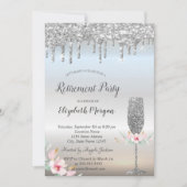 Invitation Verre à vin Parties scintillant en argent baisse l (Devant)