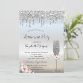 Invitation Verre à vin Parties scintillant en argent baisse l (Debout devant)