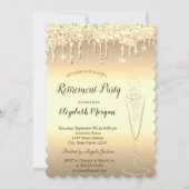 Invitation Verre à vin Parties scintillant or Bokeh baisse la (Devant)