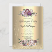 Invitation Verre à vin Parties scintillant or Fleurs tropical (Devant)