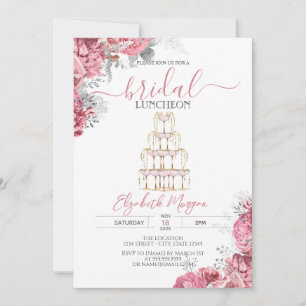 Invitation Verre à vin Roses roses Luncheon de mariage