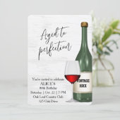 Invitation Verre à vin rouge et bouteille pour la 80e fête d' (Debout devant)